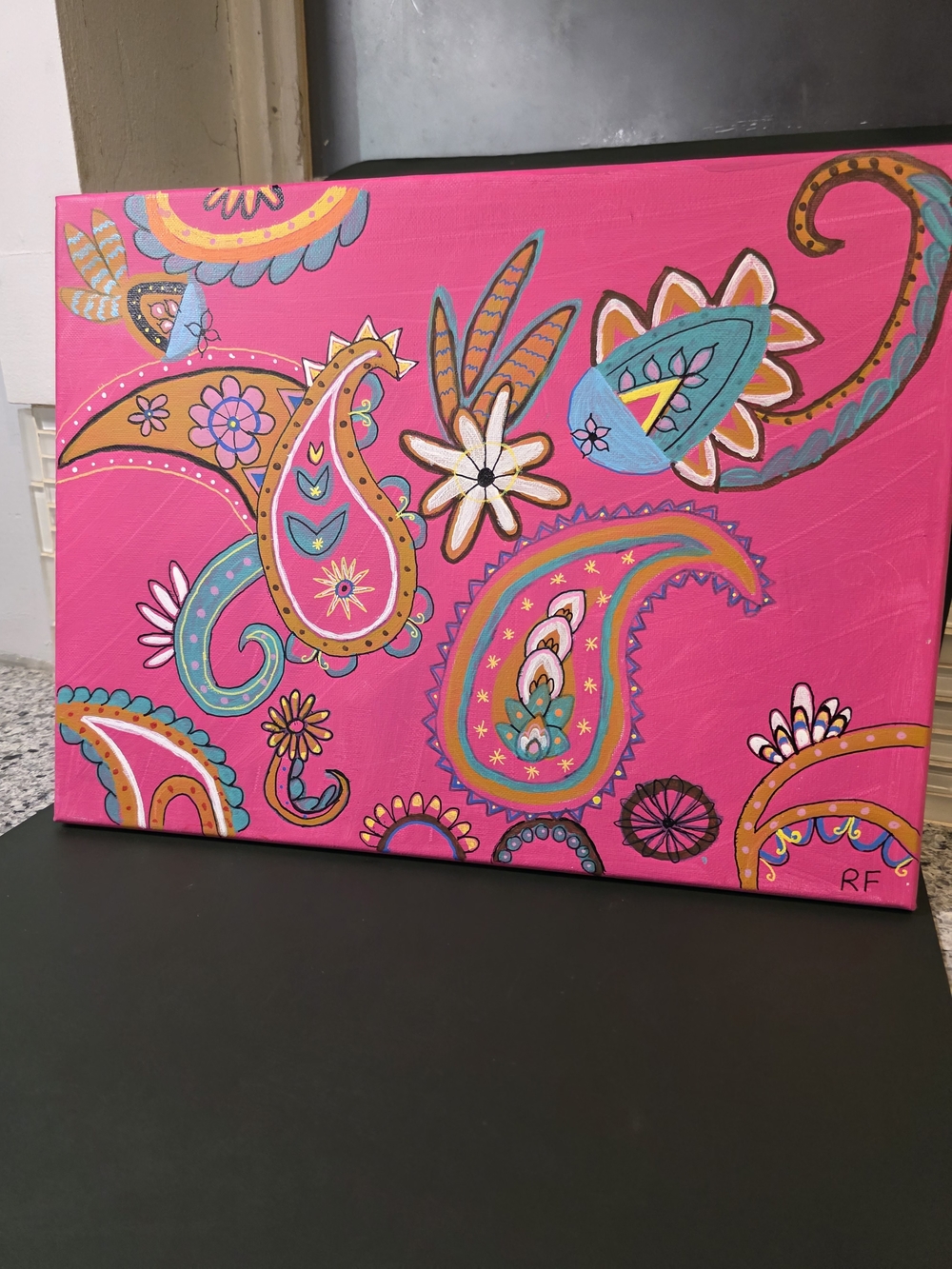 Bright Pink Paisley Wall Art Canvas by